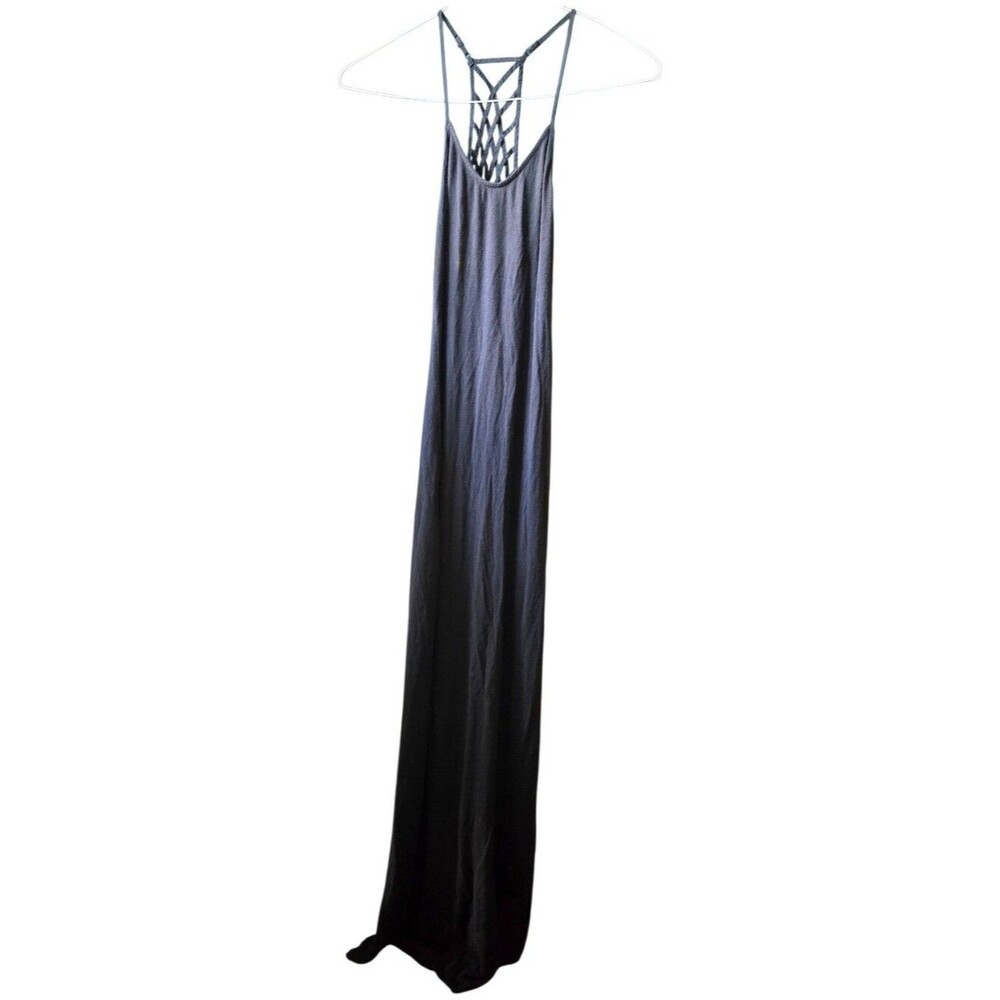 Vintage Wet Seal Y2K Black Maxi Dress – Strappy Lattice Back Detail - S